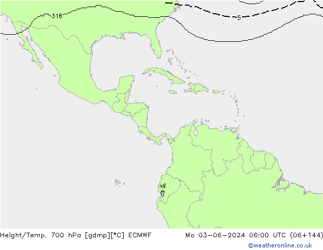 Height/Temp. 700 hPa ECMWF Po 03.06.2024 06 UTC