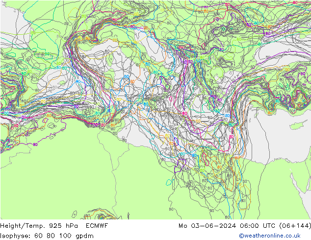 Height/Temp. 925 гПа ECMWF пн 03.06.2024 06 UTC