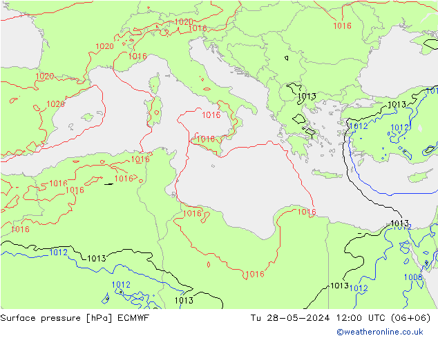 Luchtdruk (Grond) ECMWF di 28.05.2024 12 UTC