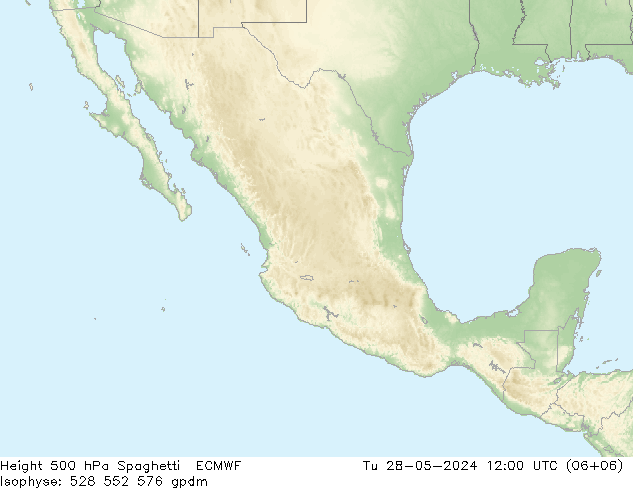 Height 500 hPa Spaghetti ECMWF Út 28.05.2024 12 UTC