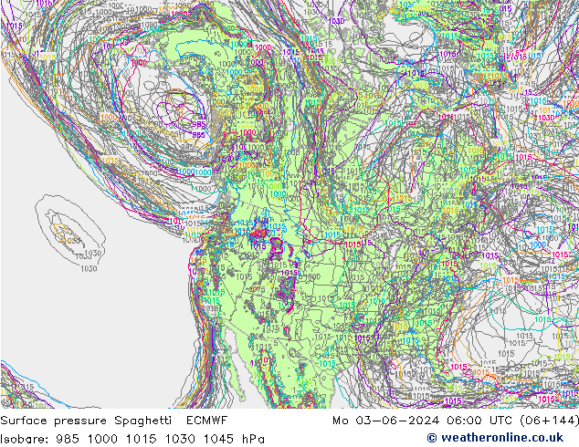 Surface pressure Spaghetti ECMWF Mo 03.06.2024 06 UTC