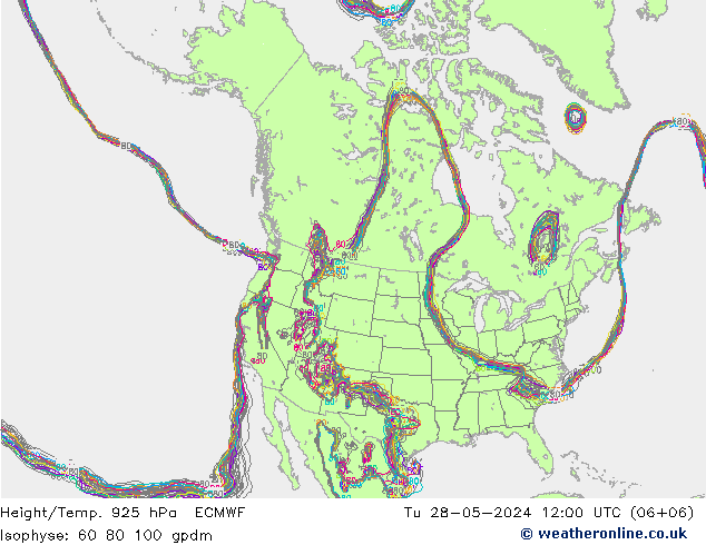 Geop./Temp. 925 hPa ECMWF mar 28.05.2024 12 UTC