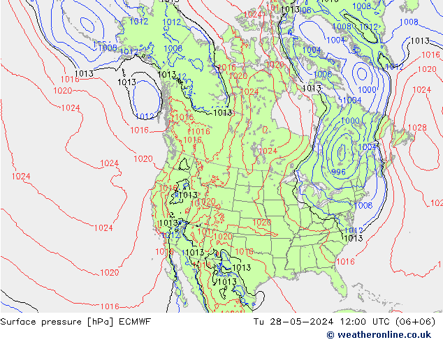 地面气压 ECMWF 星期二 28.05.2024 12 UTC