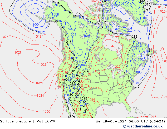 Surface pressure ECMWF We 29.05.2024 06 UTC