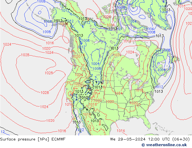 pression de l'air ECMWF mer 29.05.2024 12 UTC