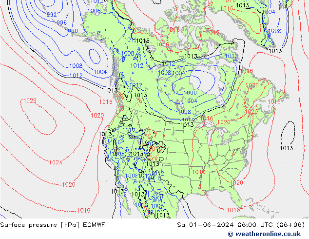 Pressione al suolo ECMWF sab 01.06.2024 06 UTC