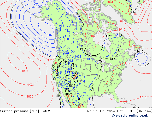 Surface pressure ECMWF Mo 03.06.2024 06 UTC