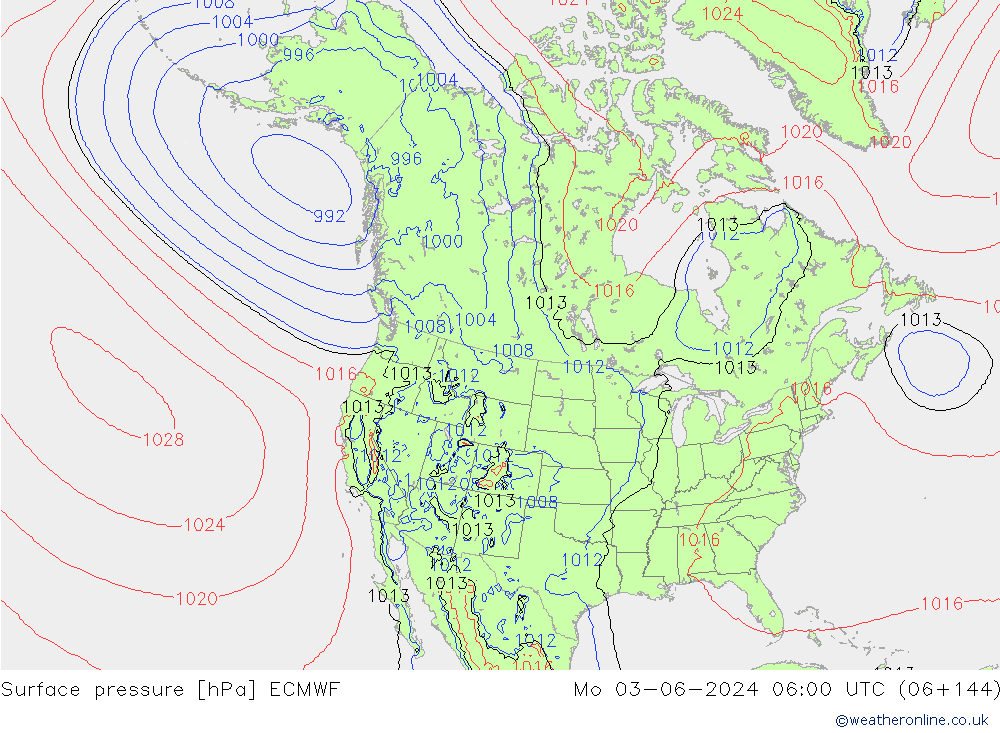 Surface pressure ECMWF Mo 03.06.2024 06 UTC