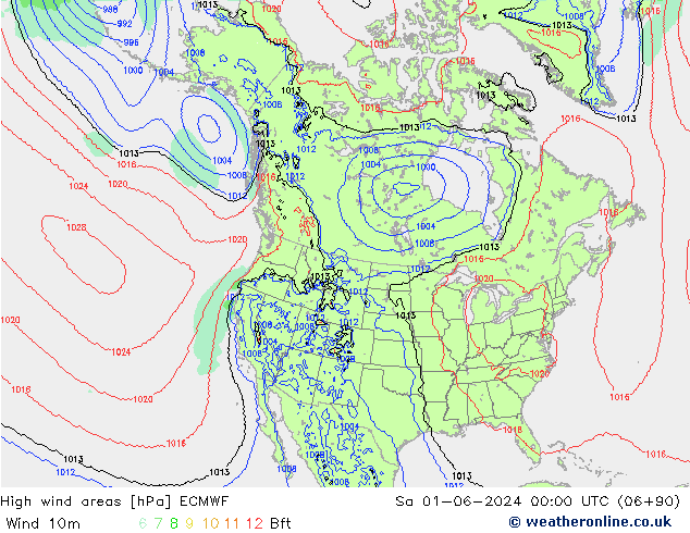 yüksek rüzgarlı alanlar ECMWF Cts 01.06.2024 00 UTC