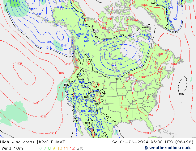 High wind areas ECMWF Sa 01.06.2024 06 UTC