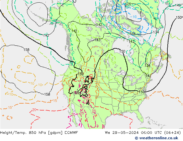 Yükseklik/Sıc. 850 hPa ECMWF Çar 29.05.2024 06 UTC