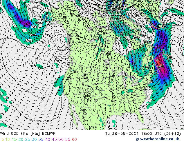 Wind 925 hPa ECMWF Di 28.05.2024 18 UTC