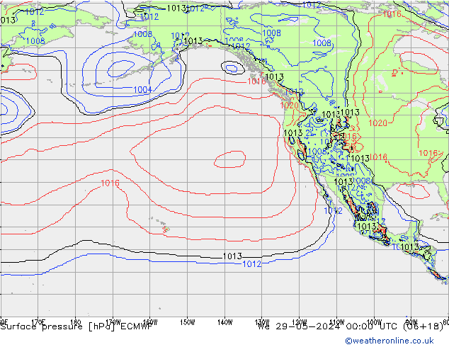 Atmosférický tlak ECMWF St 29.05.2024 00 UTC