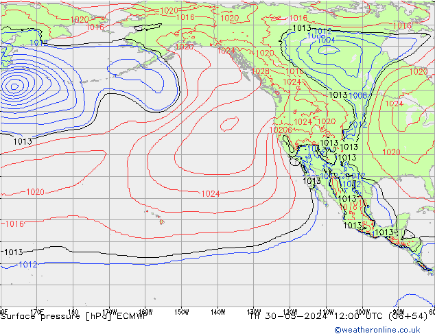 Pressione al suolo ECMWF gio 30.05.2024 12 UTC