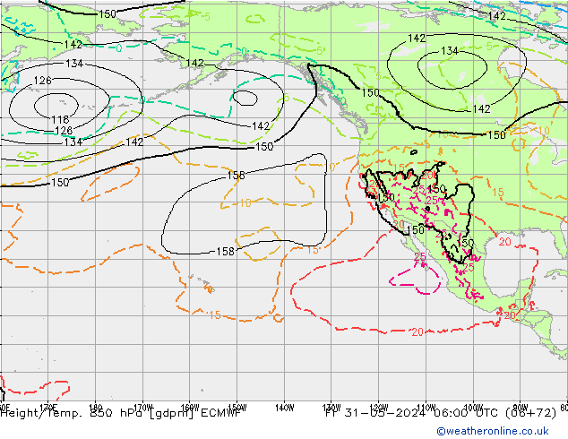 Height/Temp. 850 hPa ECMWF Fr 31.05.2024 06 UTC