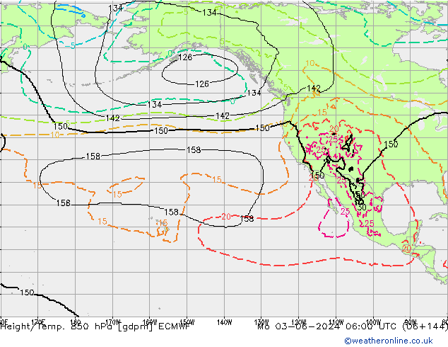 Height/Temp. 850 hPa ECMWF Mo 03.06.2024 06 UTC