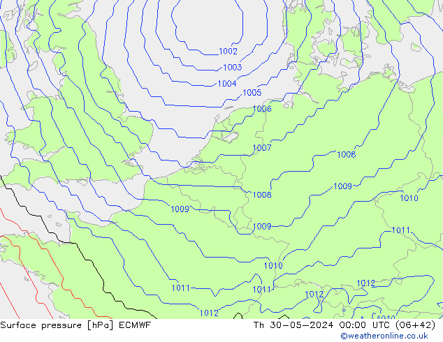 Surface pressure ECMWF Th 30.05.2024 00 UTC