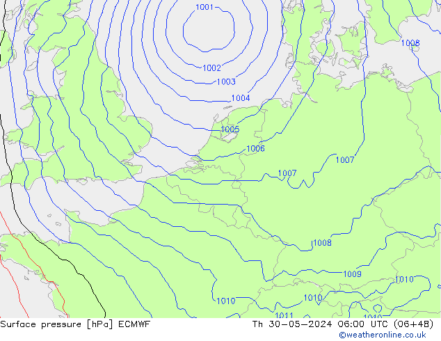 Bodendruck ECMWF Do 30.05.2024 06 UTC