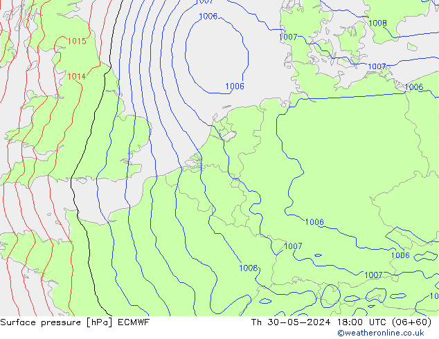 Luchtdruk (Grond) ECMWF do 30.05.2024 18 UTC