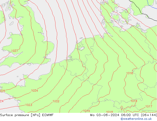 Surface pressure ECMWF Mo 03.06.2024 06 UTC