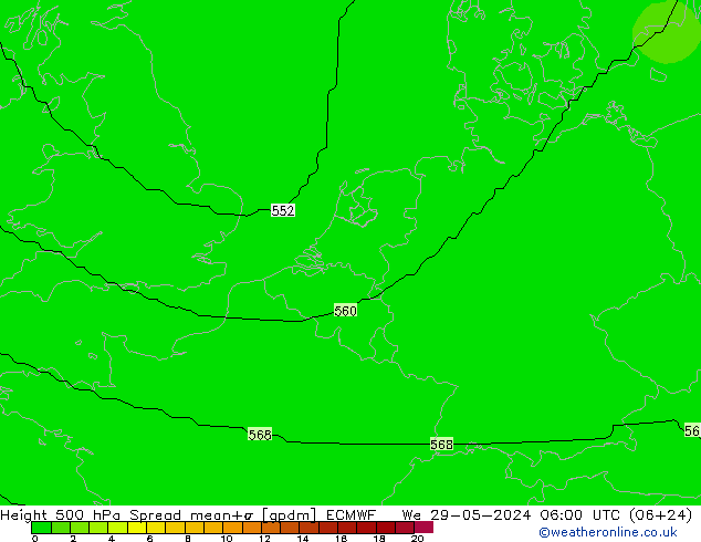 Height 500 hPa Spread ECMWF We 29.05.2024 06 UTC