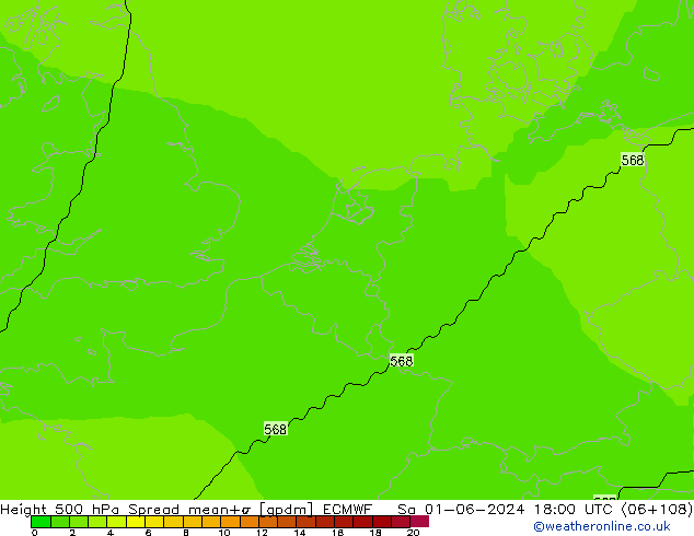 Height 500 hPa Spread ECMWF Sáb 01.06.2024 18 UTC