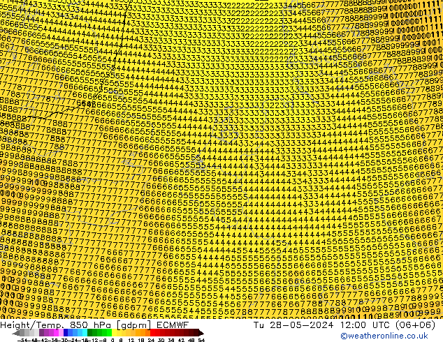 Height/Temp. 850 hPa ECMWF Di 28.05.2024 12 UTC