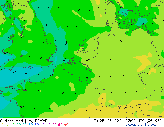 Surface wind ECMWF Tu 28.05.2024 12 UTC