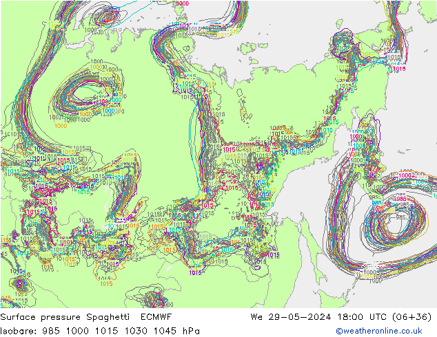 ciśnienie Spaghetti ECMWF śro. 29.05.2024 18 UTC