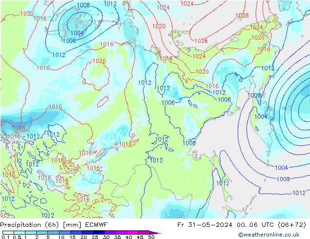 Yağış (6h) ECMWF Cu 31.05.2024 06 UTC