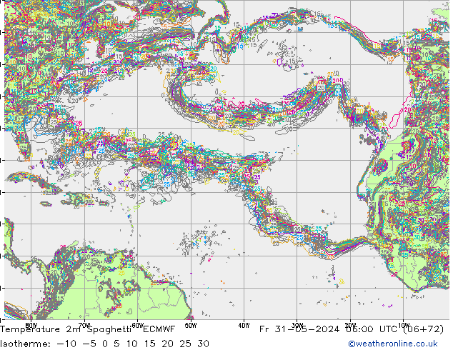 Temperature 2m Spaghetti ECMWF Fr 31.05.2024 06 UTC