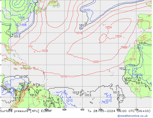 ciśnienie ECMWF wto. 28.05.2024 06 UTC