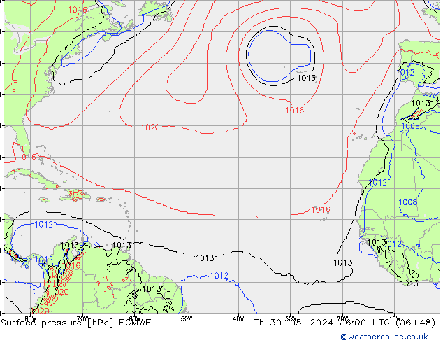 Surface pressure ECMWF Th 30.05.2024 06 UTC