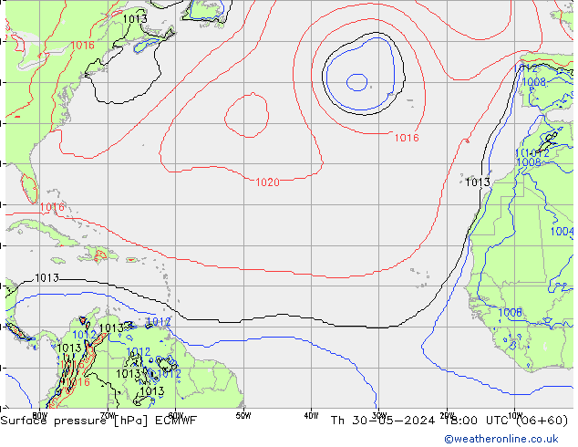 Luchtdruk (Grond) ECMWF do 30.05.2024 18 UTC