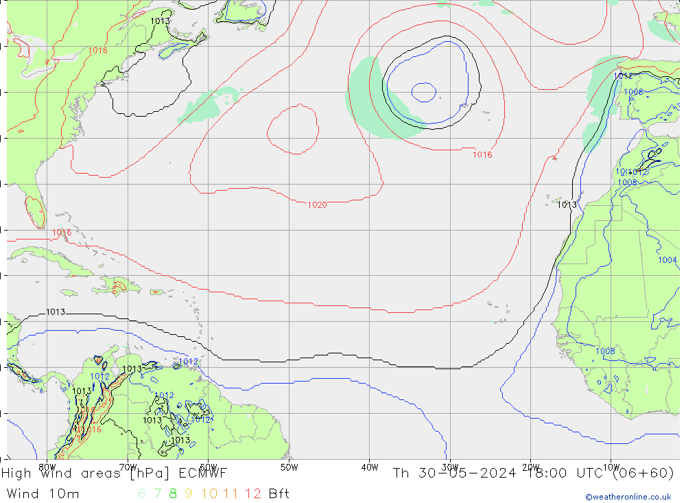 Izotacha ECMWF czw. 30.05.2024 18 UTC