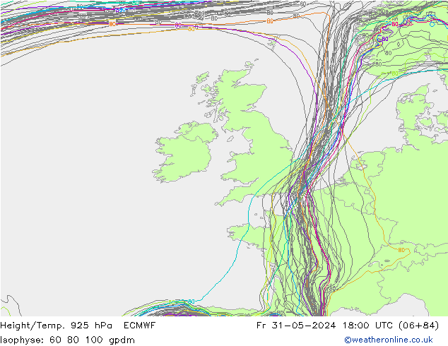 Hoogte/Temp. 925 hPa ECMWF vr 31.05.2024 18 UTC