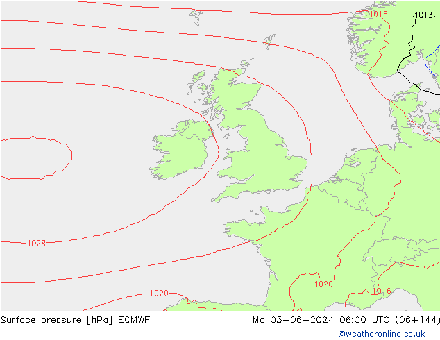 Luchtdruk (Grond) ECMWF ma 03.06.2024 06 UTC