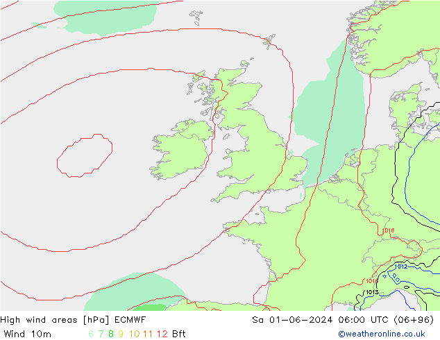 High wind areas ECMWF Sa 01.06.2024 06 UTC