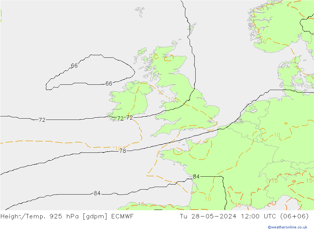 Height/Temp. 925 hPa ECMWF Ter 28.05.2024 12 UTC