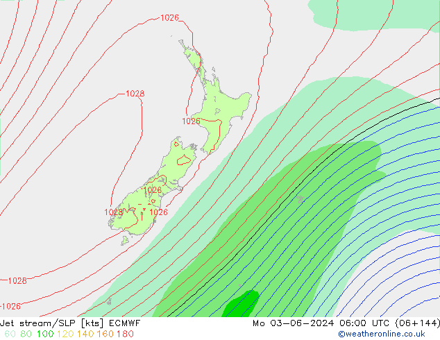 Straalstroom/SLP ECMWF ma 03.06.2024 06 UTC