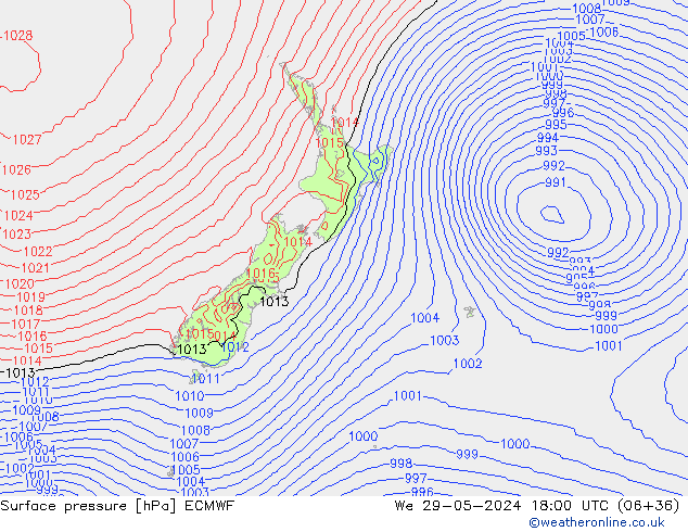 Bodendruck ECMWF Mi 29.05.2024 18 UTC