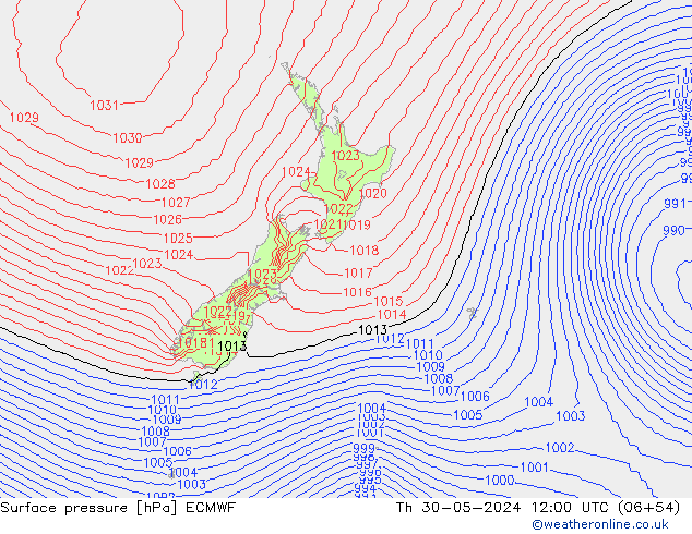 Surface pressure ECMWF Th 30.05.2024 12 UTC