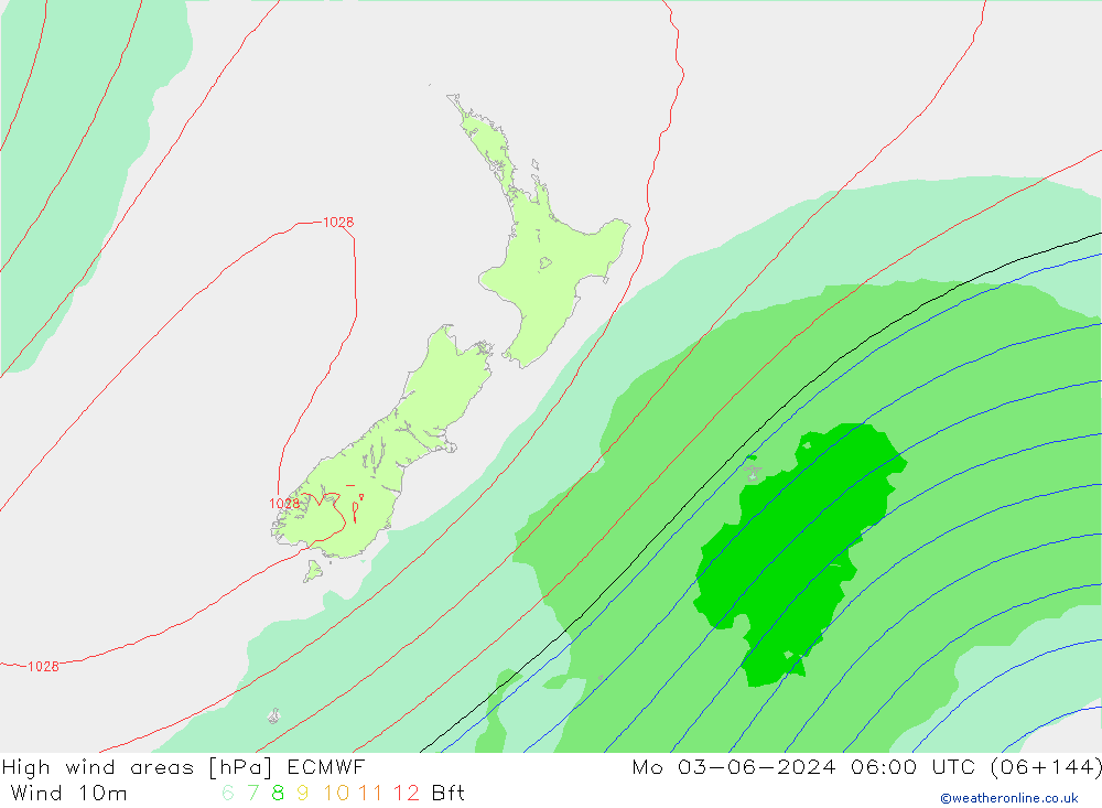 yüksek rüzgarlı alanlar ECMWF Pzt 03.06.2024 06 UTC