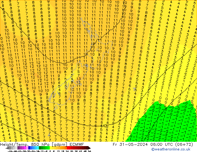 Height/Temp. 850 hPa ECMWF  31.05.2024 06 UTC