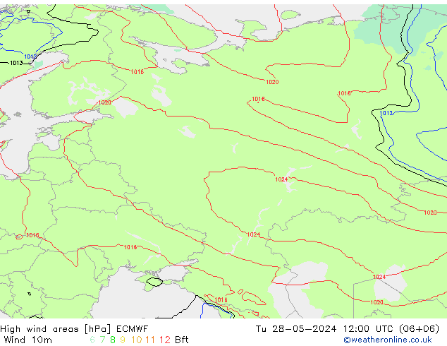 High wind areas ECMWF  28.05.2024 12 UTC