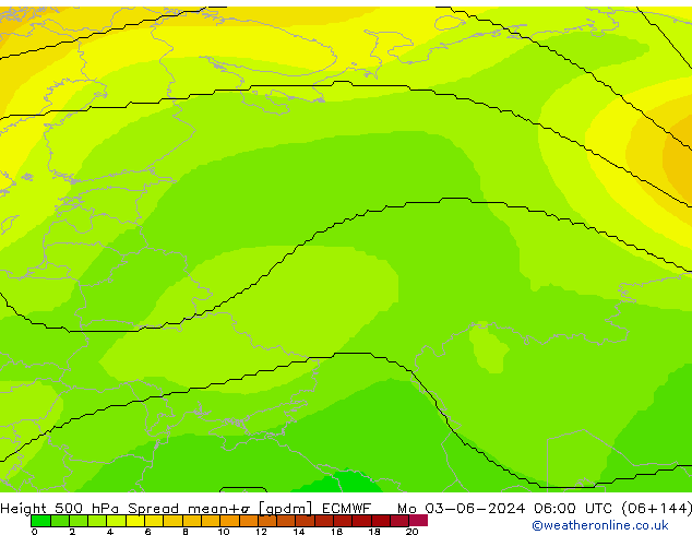 Height 500 hPa Spread ECMWF Mo 03.06.2024 06 UTC