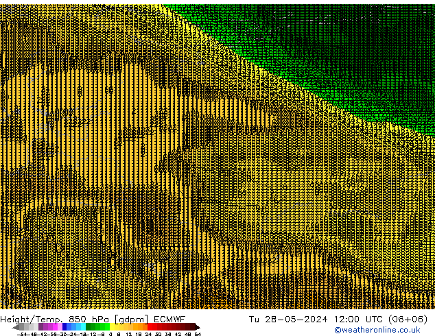 Height/Temp. 850 hPa ECMWF Út 28.05.2024 12 UTC