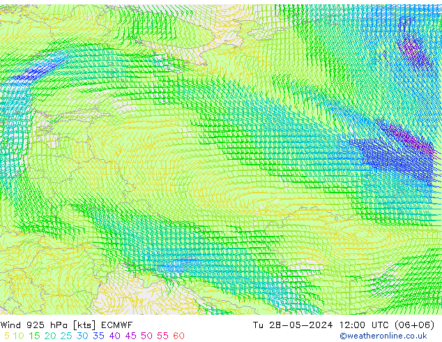 Vento 925 hPa ECMWF mar 28.05.2024 12 UTC