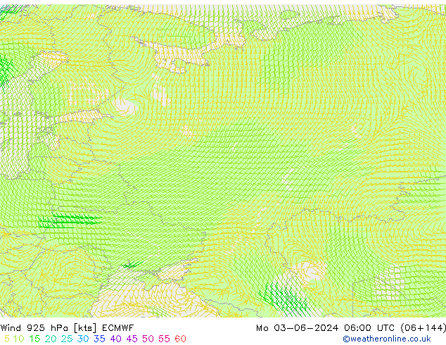 ветер 925 гПа ECMWF пн 03.06.2024 06 UTC