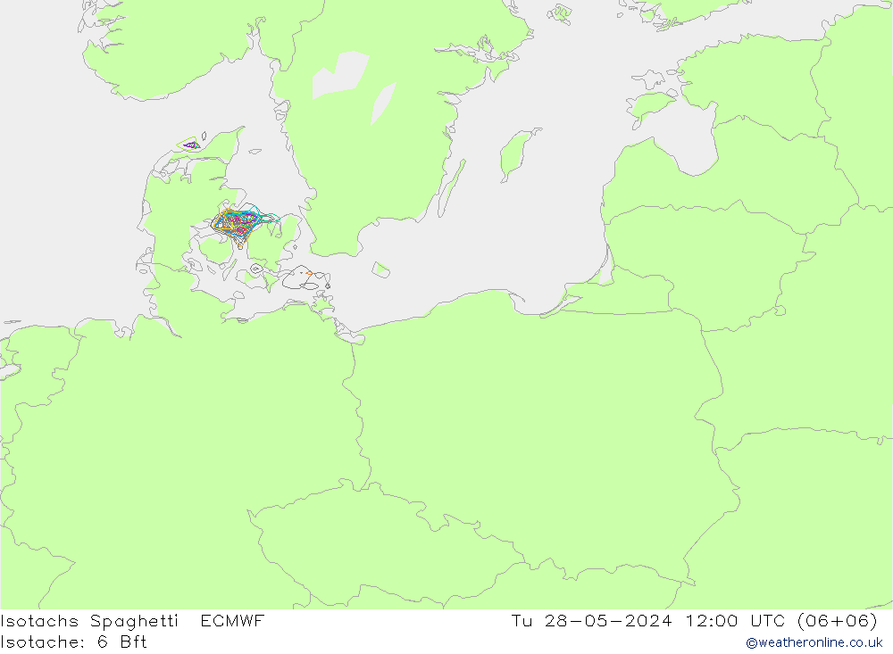 Isotachs Spaghetti ECMWF Út 28.05.2024 12 UTC